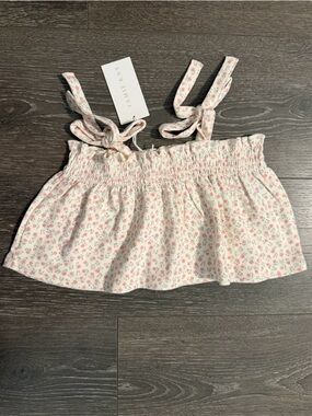 Jamie Kay Cream Floral Smocked Tube Top with Pink Accents Toddler Girl